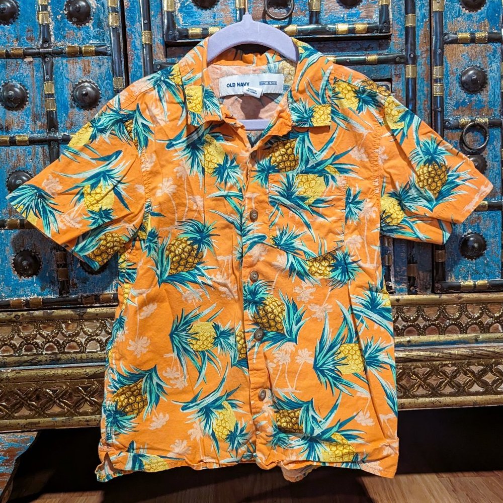 Old Navy Pineapple Button Down Shirt - Size 5 💛